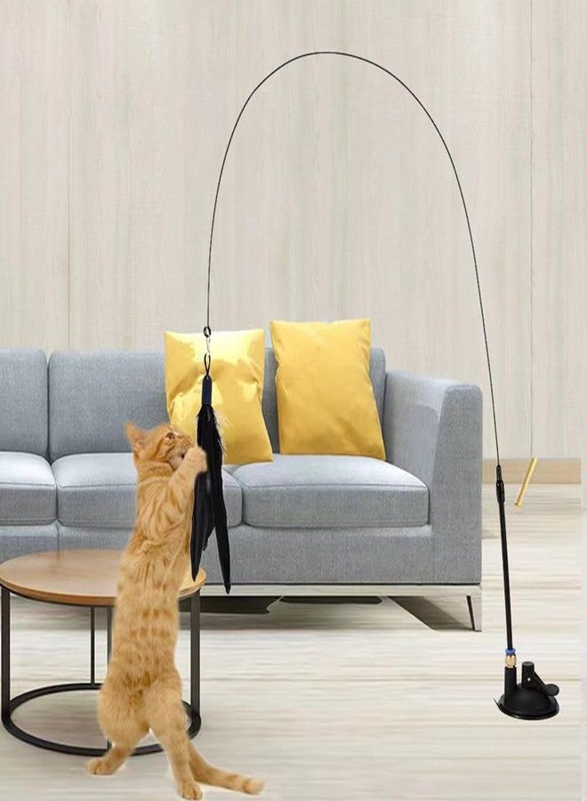 Qpets ألعاب القطط من كيو بيتس®، لعبة إثارة للقطط مع جرس، عصا لعب تفاعلية قابلة للتثبيت مع كوب شفط للقطط الصغيرة (قطعتان) - Image 2